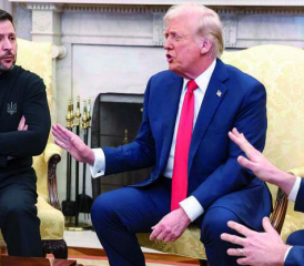 28. Februar 2025, Washington, Weisses Haus, Oval Office. Selensky: «Darf ich antworten?» Trump: «Nein, nein, Sie haben schon zu viel geredet.»