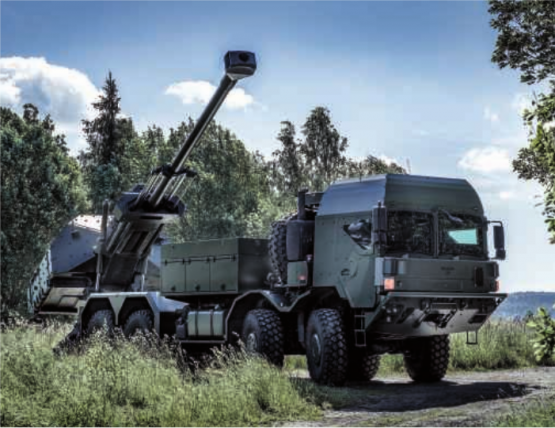 Die neuen Artilleriesysteme sollen radgestützt operieren. Hier im Bild: BAE Systems Bofors AB, Schweden, Archer 8×8 mobile howitzer.