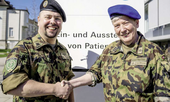 Besuch 2019: Oberst RKD Rindlisbacher mit Kdt Spit Bat 66 Oberstlt i Gst Ramoni.