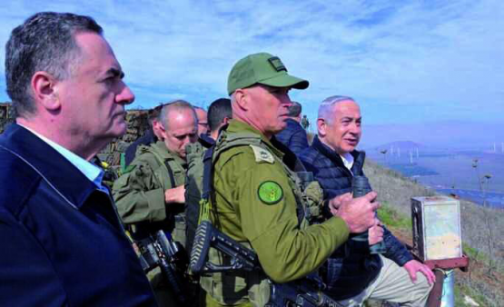Hermon. Verteidigungsminister Katz, Frontkommandant Gordin, Premier Netanyahu.